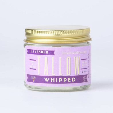 2oz Lavender Whipped Tallow, Grass fed Odorless Beef Tallow