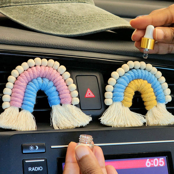 Rainbow Car Vent Clips with Essential Oil Diffuser Beads