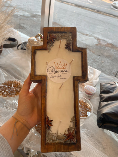 Large Wooden Cross Candle