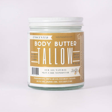 Tallow Body Butter, All Natural Grass Fed Beef Tallow Moisturizer with Vitamin E and Jojoba Oil