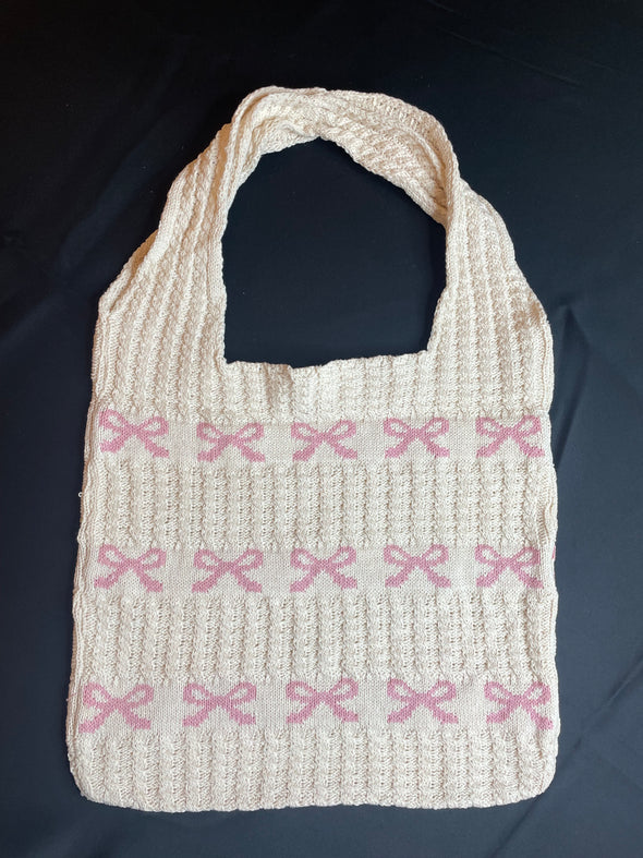 Ribbon Bow Knitted Tote