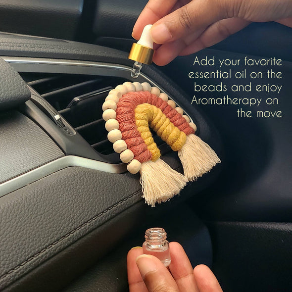 Rainbow Car Vent Clips with Essential Oil Diffuser Beads