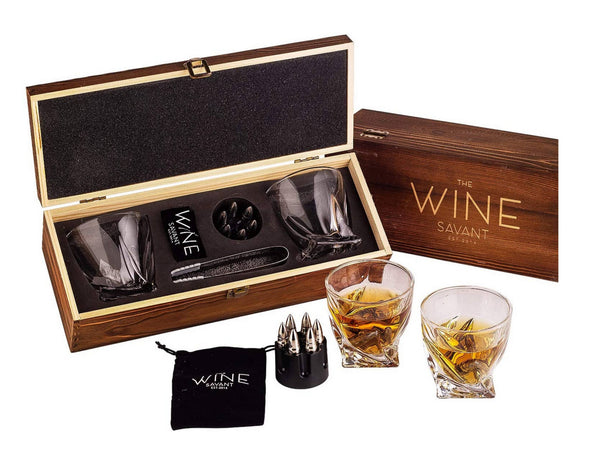 Whiskey Stones 6 Bullets 2 Twist Glasses Gift Set