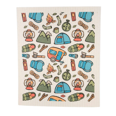 Summer Camper Collage Swedish Dishcloth - Sponge cloth