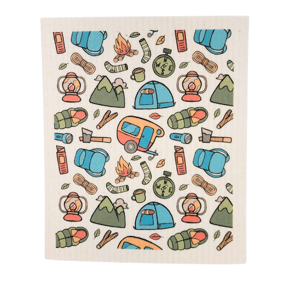 Summer Camper Collage Swedish Dishcloth - Sponge cloth