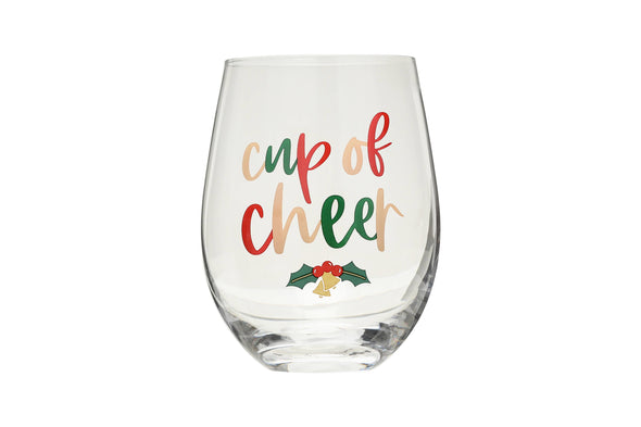 Festive Cup of Cheer Holiday Wine Glass