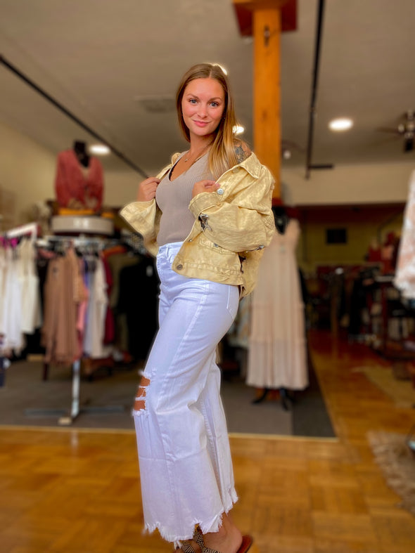 Trash Talker White Jeans-Bottoms-Adorned on Gold-Paola, Kansas Women's Boutique