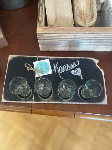 State Chalkboard Flight with Set of 4 Glasses
